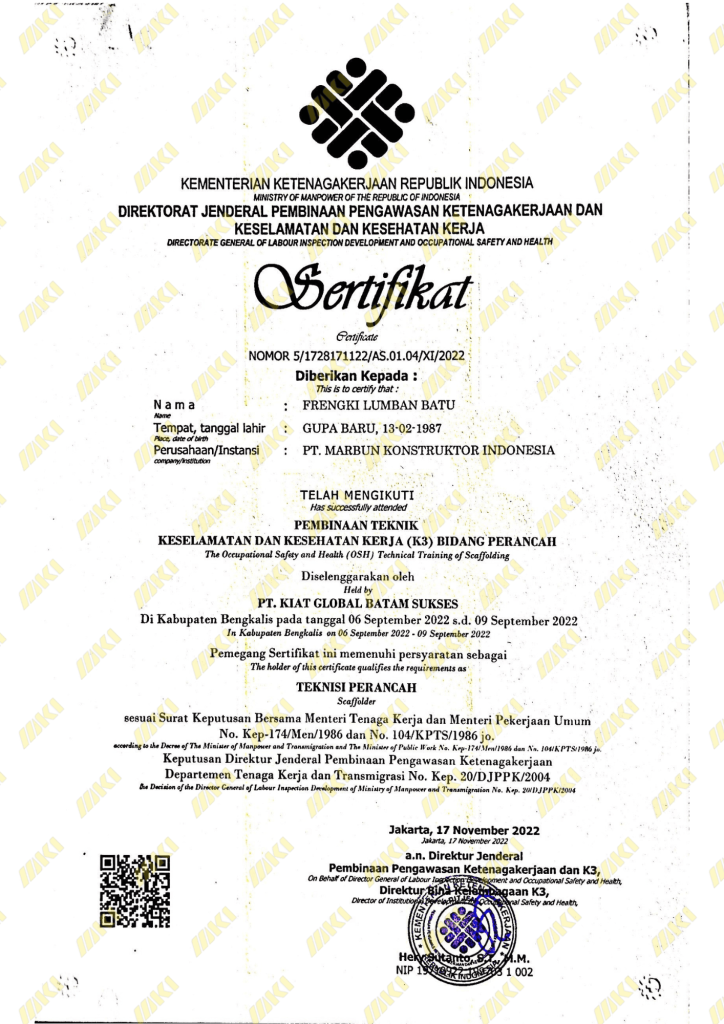 SERTIFIKAT TEKNISI PERANCAH-FRENGKI LUMBAN BATU