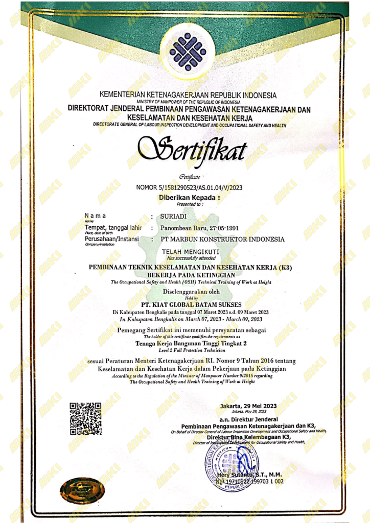 SERTIFIKAT TKBT-SURIADI